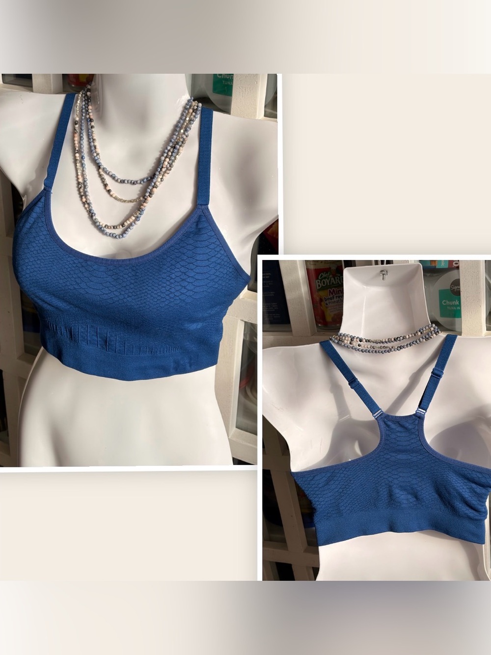 Under Armour Blue Reptile Print Sports Bra Pullover Wireless Size XS- S Racer 🗺️